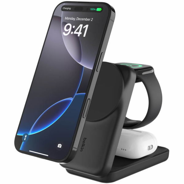 Belkin UltraCharge 25W Qi2 magn.  3-in-1 fold.charg.blk.W...