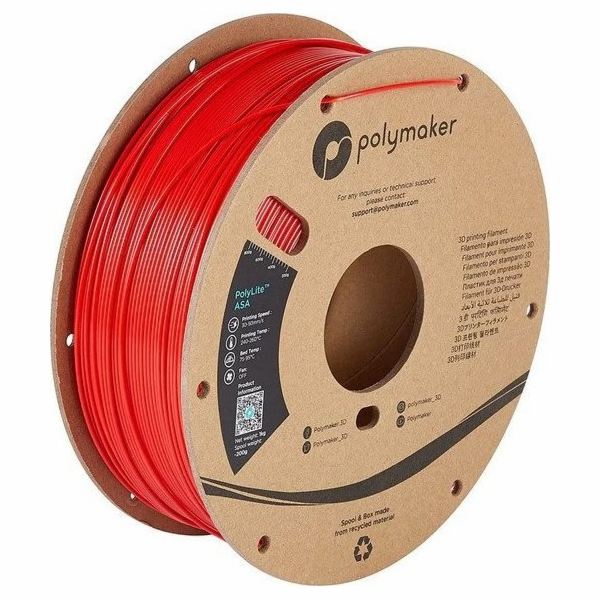 Poly ilament Polymaker PolyLite ASA 1,75 mm 1 kg - červený