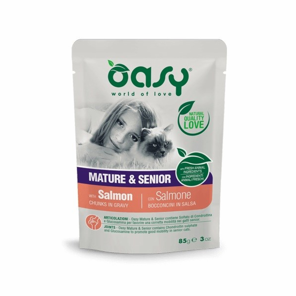OASY Chunks in gravy Mature & Senior with Salmon - mokré ...