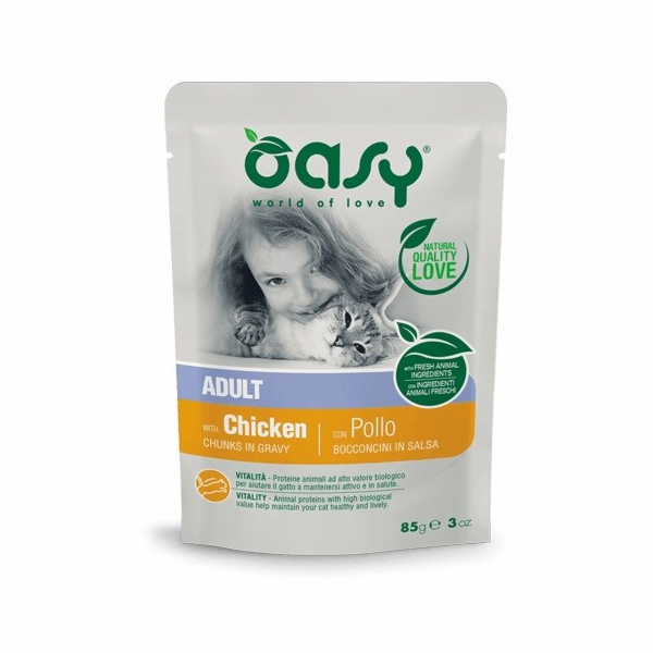 OASY Chunks in gravy Chicken - mokré krmivo pro kočky - 85g