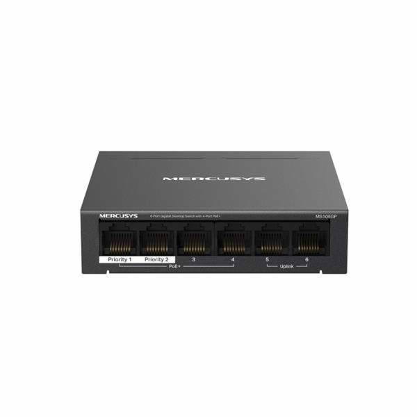 Switch TP-Link Mercusys MS106GP 2x GLAN, 4x GLAN s PoE+, 65W