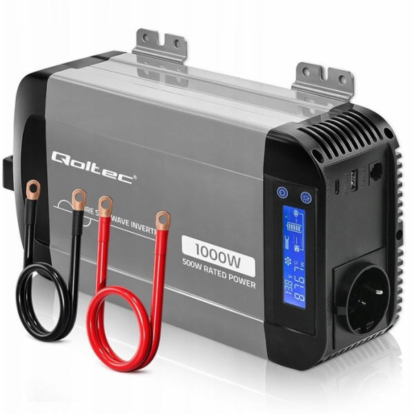 Qoltec Čistý sinusový měnič napětí | 12V na 230V | 500/1000W