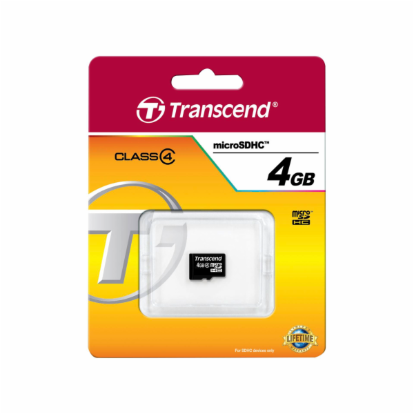 TRANSCEND MicroSDHC karta 4GB Class 4, bez adaptéru