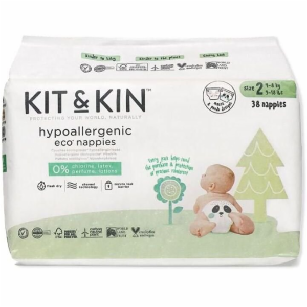 Kit and Kin Biodegradabilní plenky 2,5-8 kg, 40 ks.