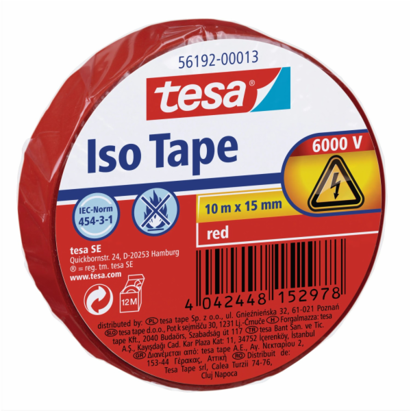Lepicí páska Tesa Iso červená 10 m x 15 mm