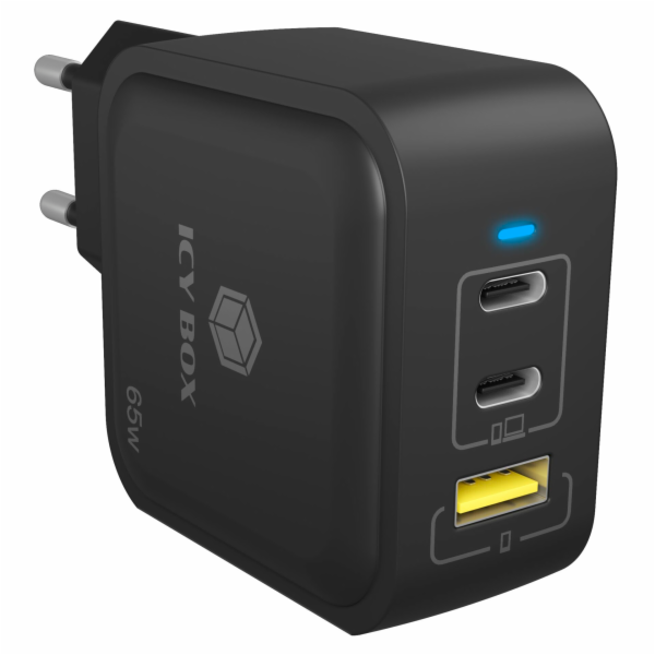 IcyBox Nabíječka IB-PS1030-PD 65 WATT, 2x TYPE-C, 1x TYPE-A