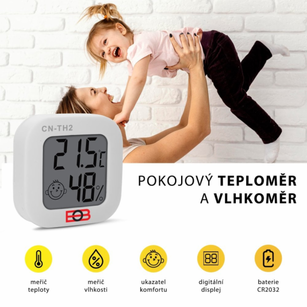 Pokojový teploměr a vlhkoměr, bílý  CN-TH2