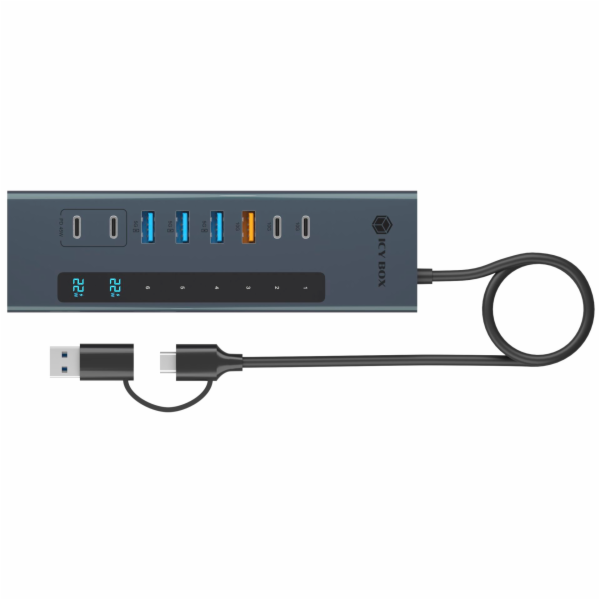 Icy Box IB-HUB1742CR-C2PD (hellblau, USB-A, USB-C, SD, mi...