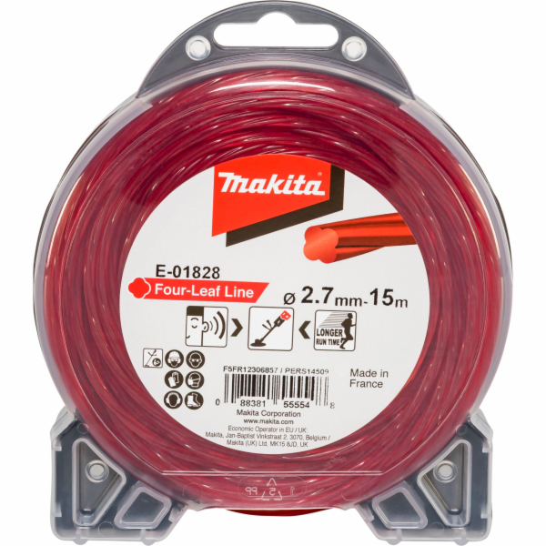 Makita struna nylonová 2,7mm, červená, 15m, speciální pro...