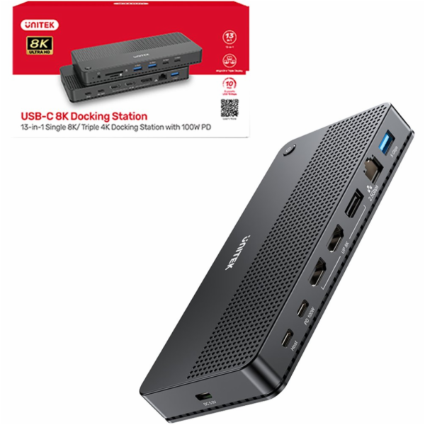 Unitek Dokovací stanice 13 v 1 s USB-C, HDMI 2.1, DP 2.0,...