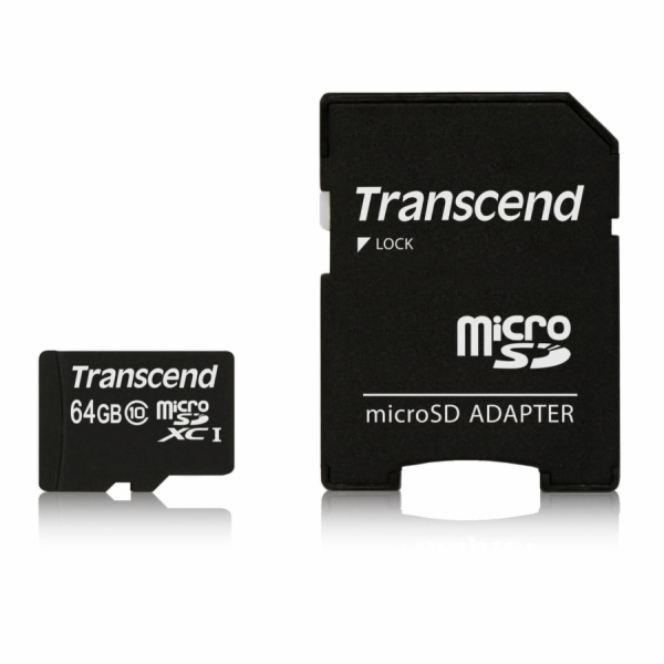 Transcend 64GB microSDXC (Class 10) paměťová karta (s ada...