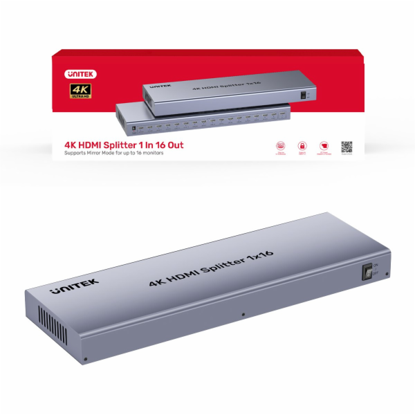 Unitek HDMI rozbočovač 4K 1 vstup 16 výstupů 4K při 30 Hz