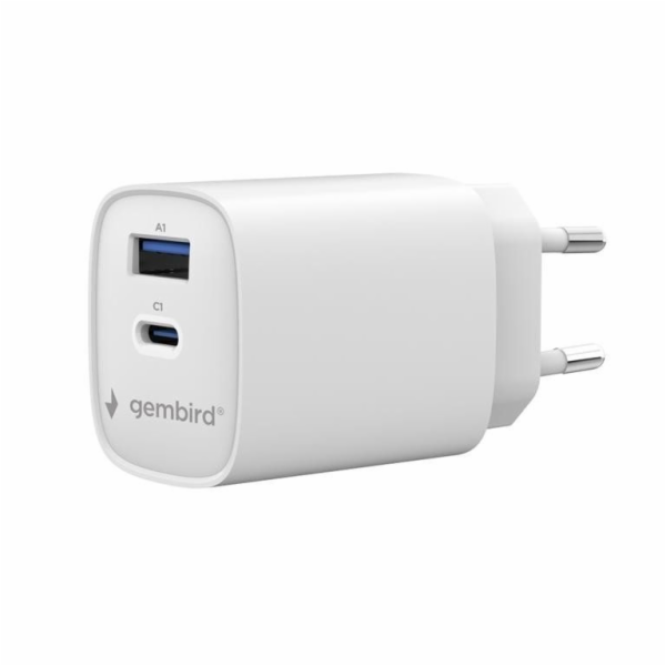 Gembird Univerzální nabíječka 1xUSB-C/A QC 3.0 PD 45W bílá