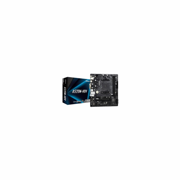 ASRock MB Sc AM4 A520M-HDV, AMD A520M, 2xDDR4, HDMI, DVI
