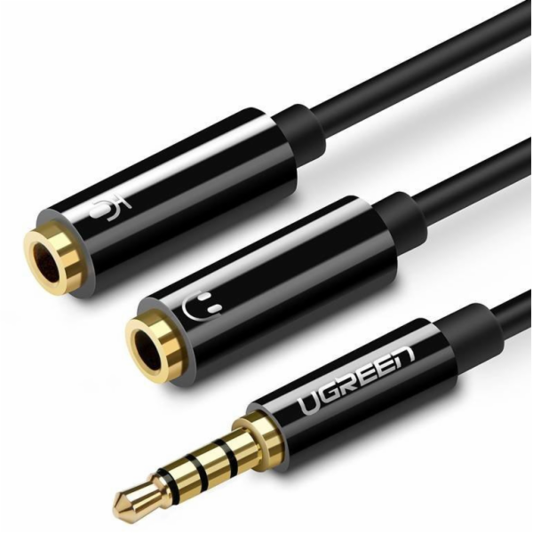 Adaptér UGREEN 3,5 mm M, 2 x 3,5 mm F, 0,2 m, černý