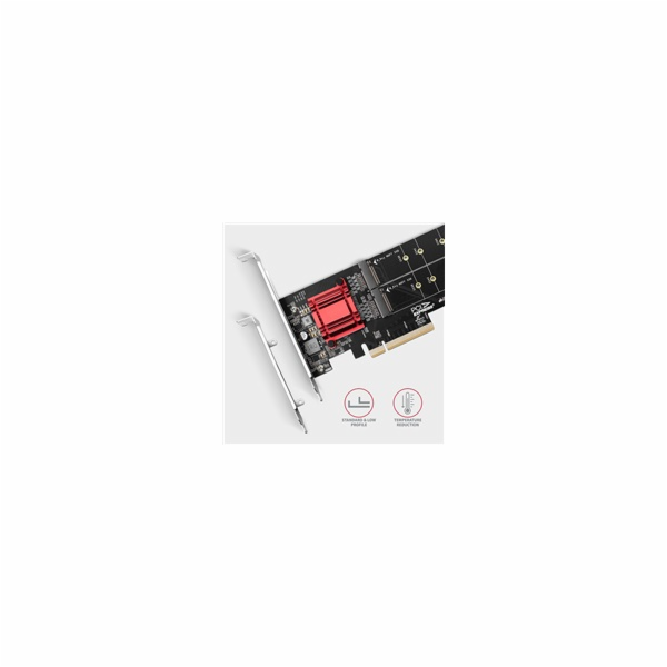 AXAGON PCEM2-ND, PCIe x8 řadič - 2x M.2 NVMe M-key slot, ...