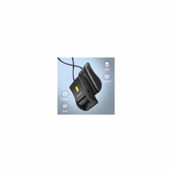 AXAGON CRE-SM3SD, USB-A FlatReader 4-slot čtečka Smart ca...
