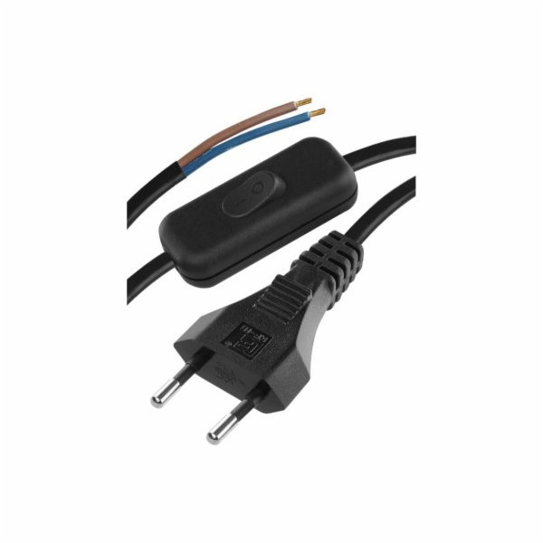 Flexo šňůra PVC 2x0,75mm 3m černá EMOS S09273 s vypínačem