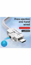 PremiumCord USB-C kabel s tlačítkem pro odpojení USB-C jednou rukou, rychlé nabíjení 6A, bavlněný oplet 2m