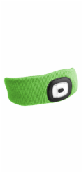 SIXTOL Čelenka s čelovkou 180lm, nabíjecí, USB, uni velikost, bavlna/PE, fluorescentní zelená SIXTOL