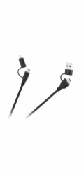 Kabel CABLETECH KPO3943 USB A/C - USB-C/Lightning 1m Black