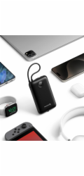 Swissten Power bank VOLTBOX 35W 30000 mAh s integrovanými kabely - USB-C, A, Lightning / černá