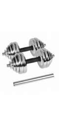 REBEL ACTIVE Chromované nastavitelné činky v pouzdře 30 kg s činkou