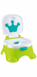 LeanToys Interaktivní nočník , zelený s modrou korunkou, hudební záchod pro batolata, 5 v 1