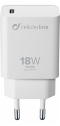 Cellularline Nabíječka Nabíječka Cellularline 18W USB-C do zásuvky pro rychlejší nabíjení iPhonu 8 nebo novějších modelů s portem USB-C na Lightning