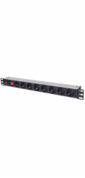 Intellinet 19" 1U Rackmount 8-Way Power Strip - German Type, rozvodný panel, 8x DE zásuvka, 3m kabel