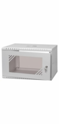 LEXI-Net 19" nástěnný rozvaděč Basic 6U 520x450, skleněné dveře, bez zad, rozložený, šedý