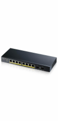 Zyxel GS1900-10HP v2 10-port Desktop Gigabit Web Smart PoE Switch, 8x gigabit PoE RJ45, 2x SFP, 70W PoE budget, fanless