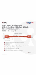 Club3D kabel USB-C, Oboustranný USB-IF Certifikovaný data kabel, PD 240W(48V/5A) EPR M/M 4m