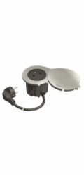 Legrand - Incara™ Disq 60 - Zapuštěná zásuvka 2P+T, černá s kovovým krytem, 2m