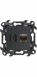 Kontakt-Simon Simon 24 HDMI 2.1 + počítačová zásuvka RJ45 kat. 6. grafit matný NGH21RJ45.01/38