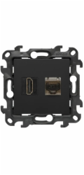 Kontakt-Simon Simon 24 HDMI 2.1 + počítačová RJ45 cat.6 zásuvka, matně černá NGH21RJ45.01/49