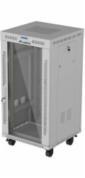 STOJÍCÍ RACKOVÁ SKŘÍŇ 19" 22U 600 × 600 ŠEDÁ, PROSKLENÉ DVEŘE, LCD, LANBERG (FLAT PACK)