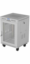 STOJÍCÍ RACKOVÁ SKŘÍŇ 19" 15U 600 × 800 ŠEDÁ, PERFOROVANÉ DVEŘE, LCD, LANBERG (FLAT PACK)