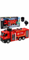 LeanToys Hasičský vůz s vodní funkcí, kovová kabina, světla, zvuky 1:12
