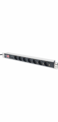 DIGITUS 19" PDU, 1U hliník, SCHUKO -> 7x CEE 7/4, JISTIČ