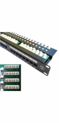 DATACOM Patch panel 24x RJ-45,Cat5e UTP, 19" s vyvázáním, horní zářez