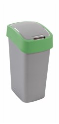 Koš Curver® FLIP BIN 45 litrů, šedostříbrný/zelený, na odpadky