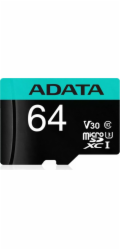 ADATA MicroSDXC karta 64GB Premier Pro UHS-I V30S (R:100/W:80 MB/s) + SD adaptér