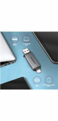 AXAGON CRE-DAC, USB-C + USB-A, 5 Gbps - MINI čtečka karet, 2-slot & lun SD/microSD, podpora UHS-I