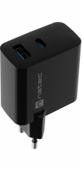 Univerzální USB nabíječka Natec RIBERA GaN 45W, 1X USB-A, 1X USB-C, černá