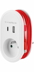 Zásuvka Strend Pro, USB A+C, s USB kabelem C