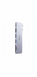 Dokovací stanice 6v1 Baseus Ultra Joy 100W 1xUSB-C, 2xUSB, 1xHDMI, SD/microSD slot šedá