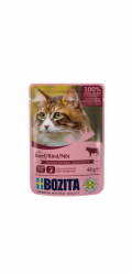 BOZITA Masové kousky v želé s hovězím – vlhké krmivo pro kočku – 85g