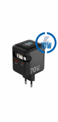MEGATECH, Rýchlonabíjačka 2x USB-C/1x A, 70W, čie