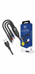 3mk kabel Hyper Cable N-SERIES A to C/Lightning/Micro 1.2m 9V/2A 18W QC3.0 Black